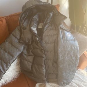 Moncler Silver Glitter Bandama Down Puffer Jacket Coat